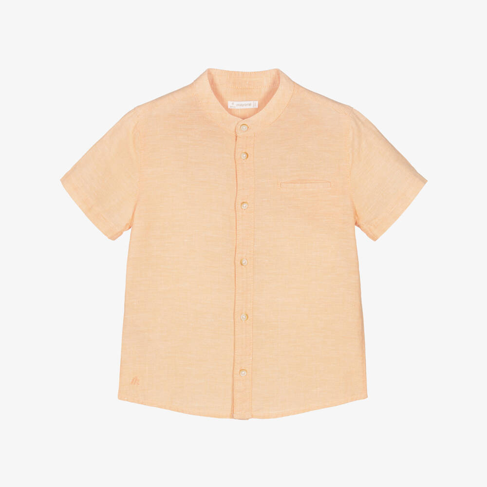 Mayoral-Orange Linen Shirt | Childrensalon Outlet