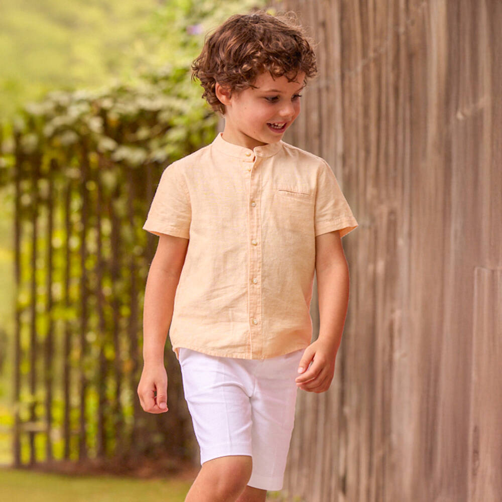 Mayoral-Orange Linen Shirt | Childrensalon Outlet