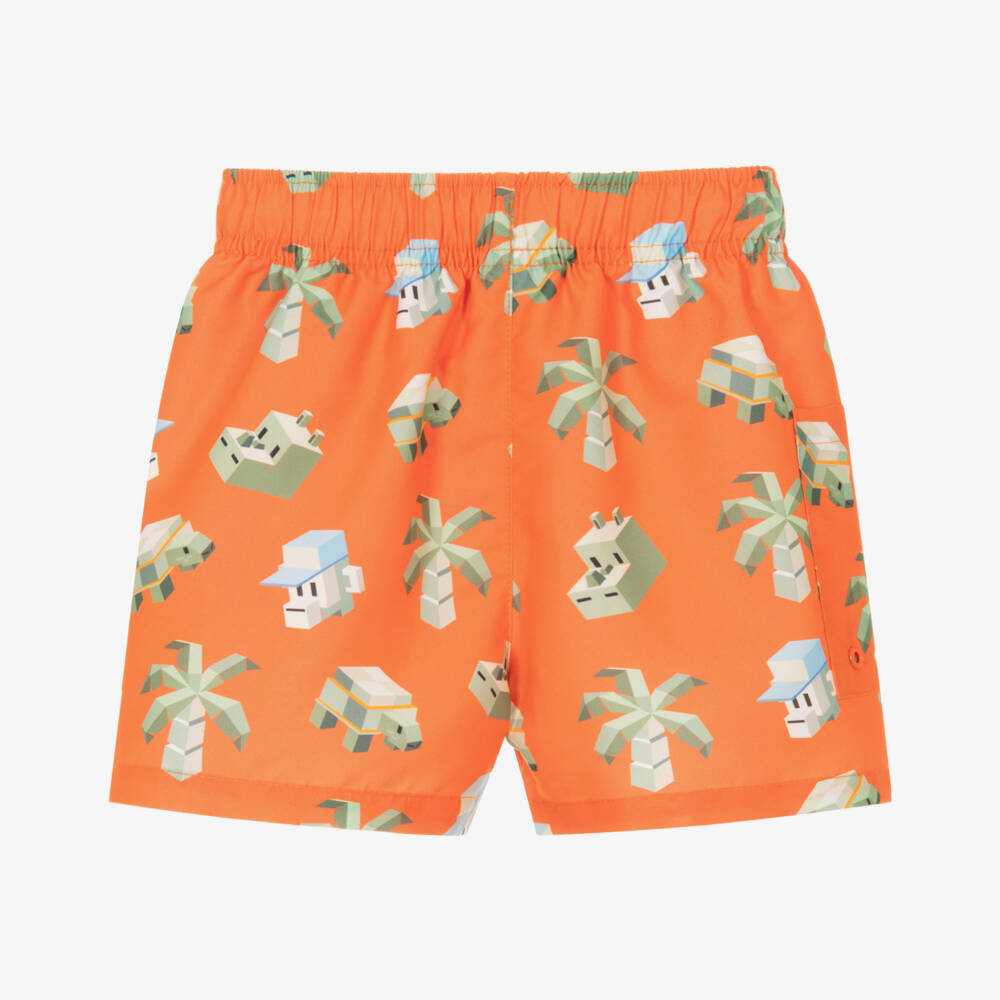 Mayoral-Orange Palm Tree Monkey Swim Shorts | Childrensalon Outlet