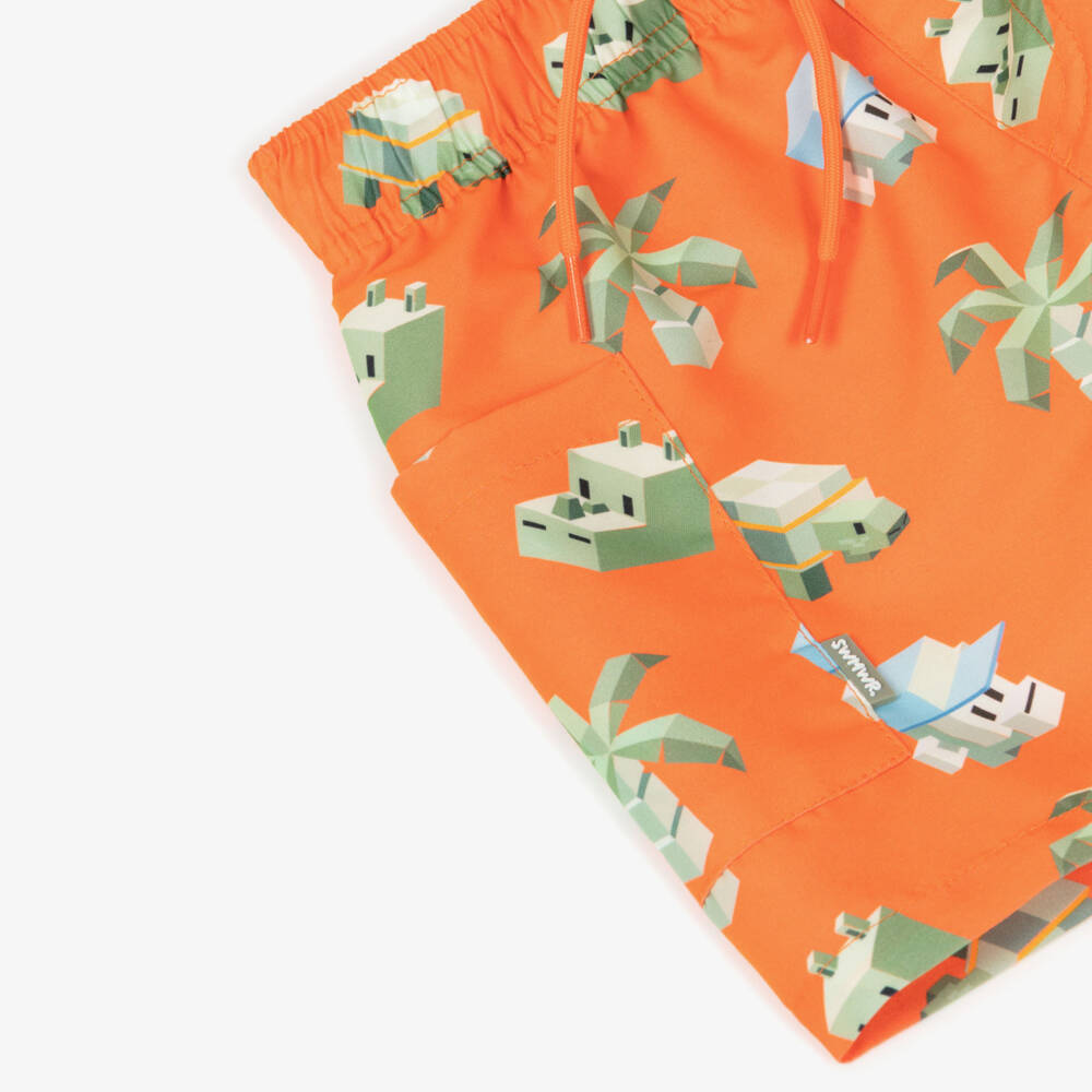 Mayoral-Orange Palm Tree Monkey Swim Shorts | Childrensalon Outlet