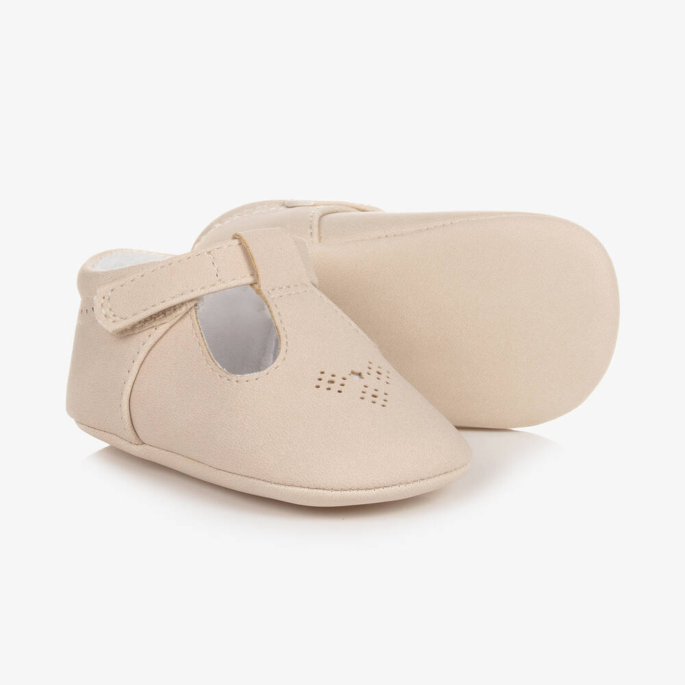Pale Beige T Bar Pre Walker Shoes