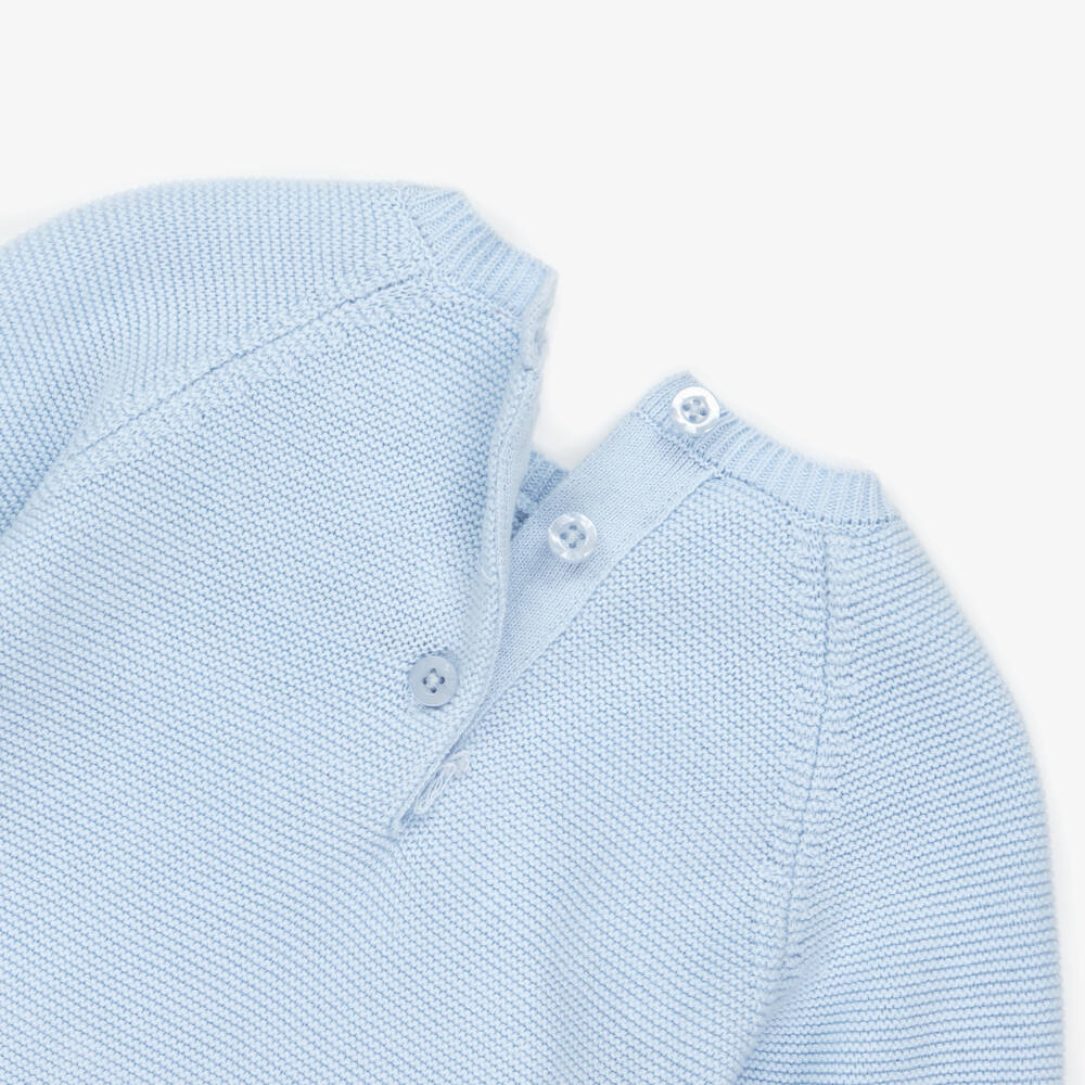 Mayoral Newborn-Pale Blue Cotton Knit Babygrow Set | Childrensalon Outlet