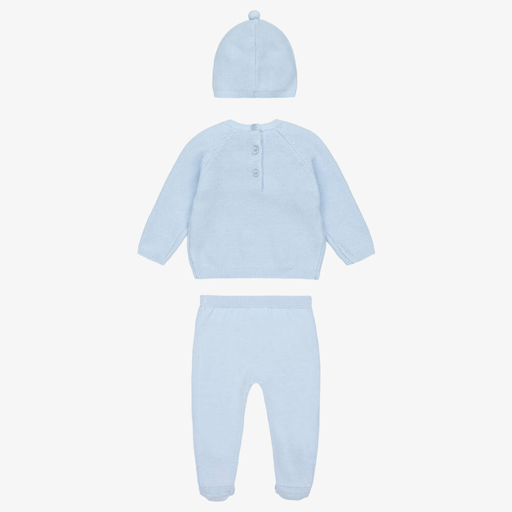 Mayoral Newborn-Pale Blue Cotton Knit Babygrow Set | Childrensalon Outlet