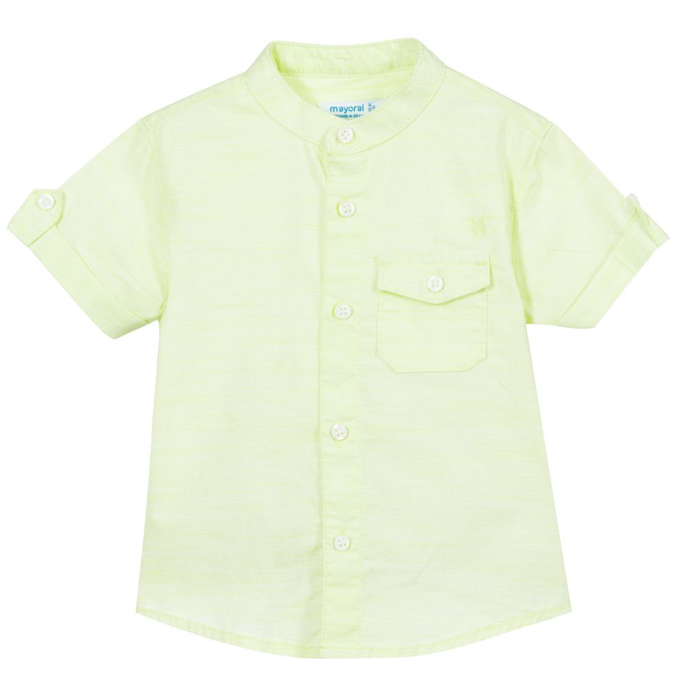 Mayoral-Светло-зеленая хлопковая рубашка | Childrensalon Outlet