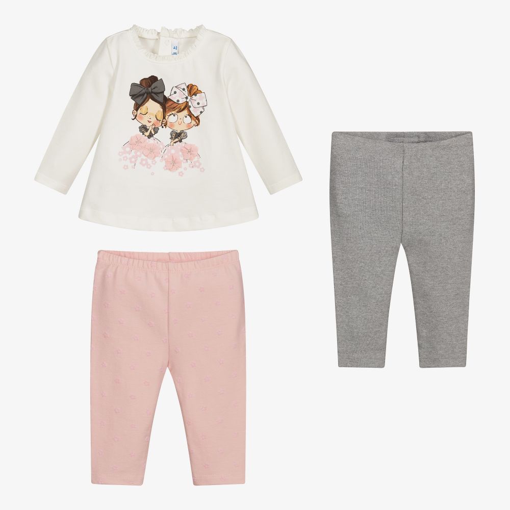 Mayoral - Pale Pink & Grey Leggings Set | Childrensalon