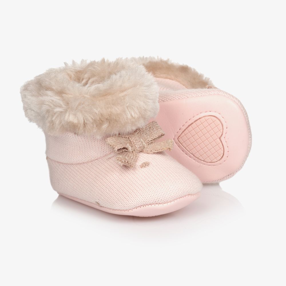 Mayoral Newborn - Pale Pink Knitted Baby Boots | Childrensalon