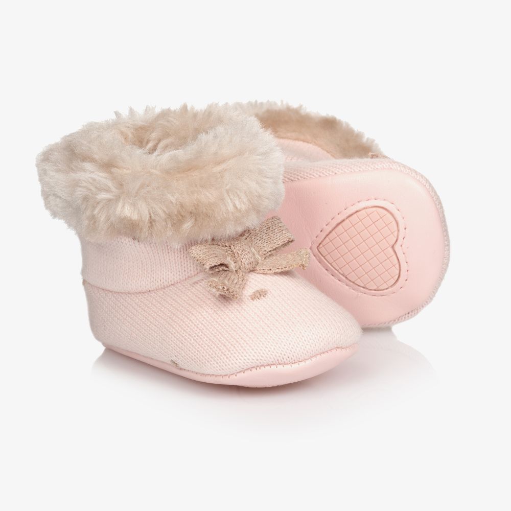 Mayoral Newborn Pale Pink Knitted Baby Boots Childrensalon Outlet