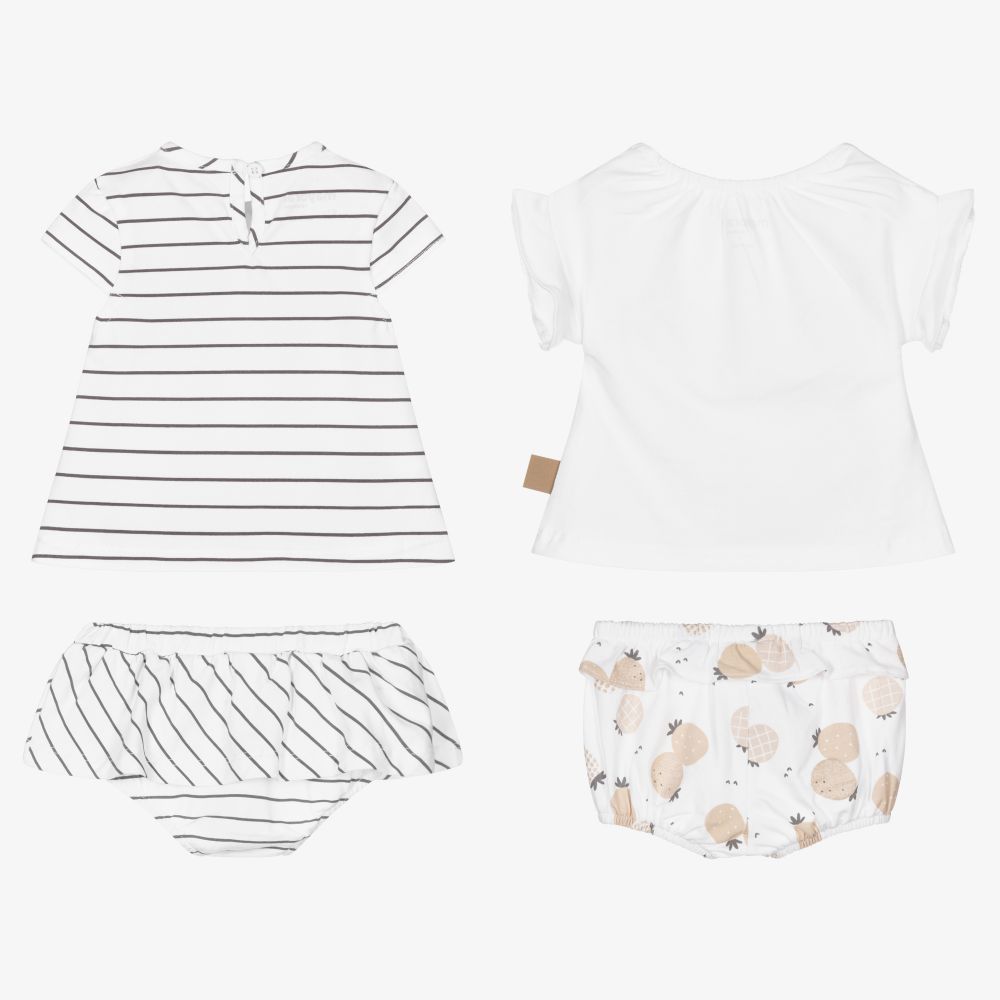 مايورال Newborn-طقم شورت قطن مستدام لون أبيض للمولودات (عدد 2) | Childrensalon Outlet