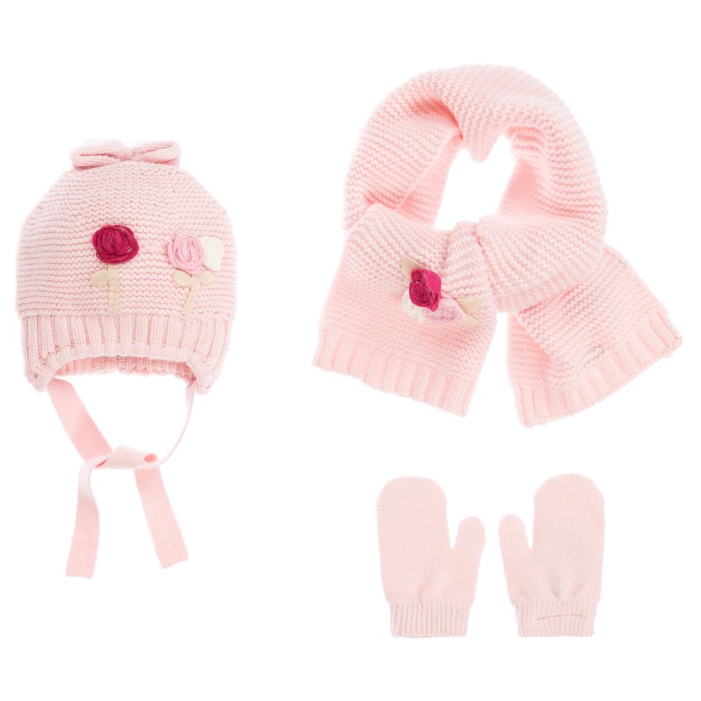 Mayoral - Ensemble bonnet 3 pièces rose | Childrensalon