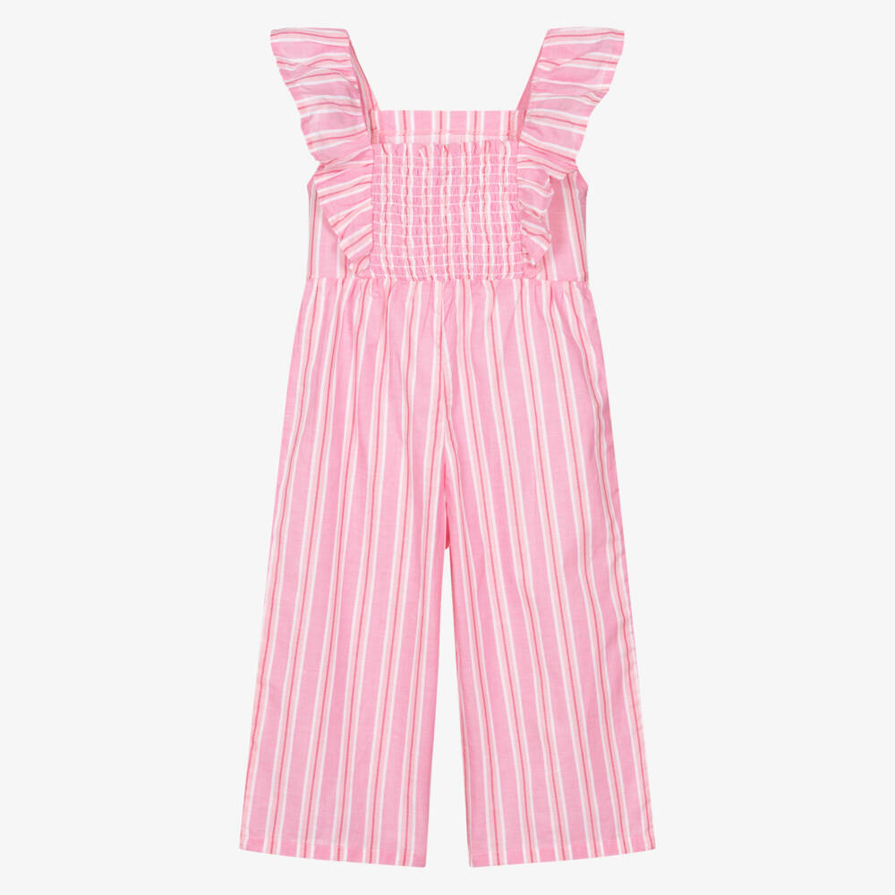 Mayoral-Pink And White Stripe Jumpsuit | Childrensalon Outlet