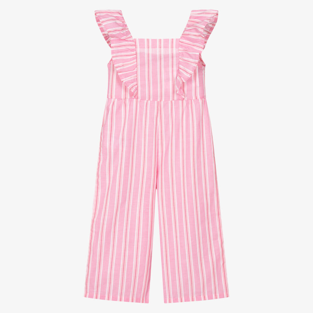 Mayoral-Pink And White Stripe Jumpsuit | Childrensalon Outlet