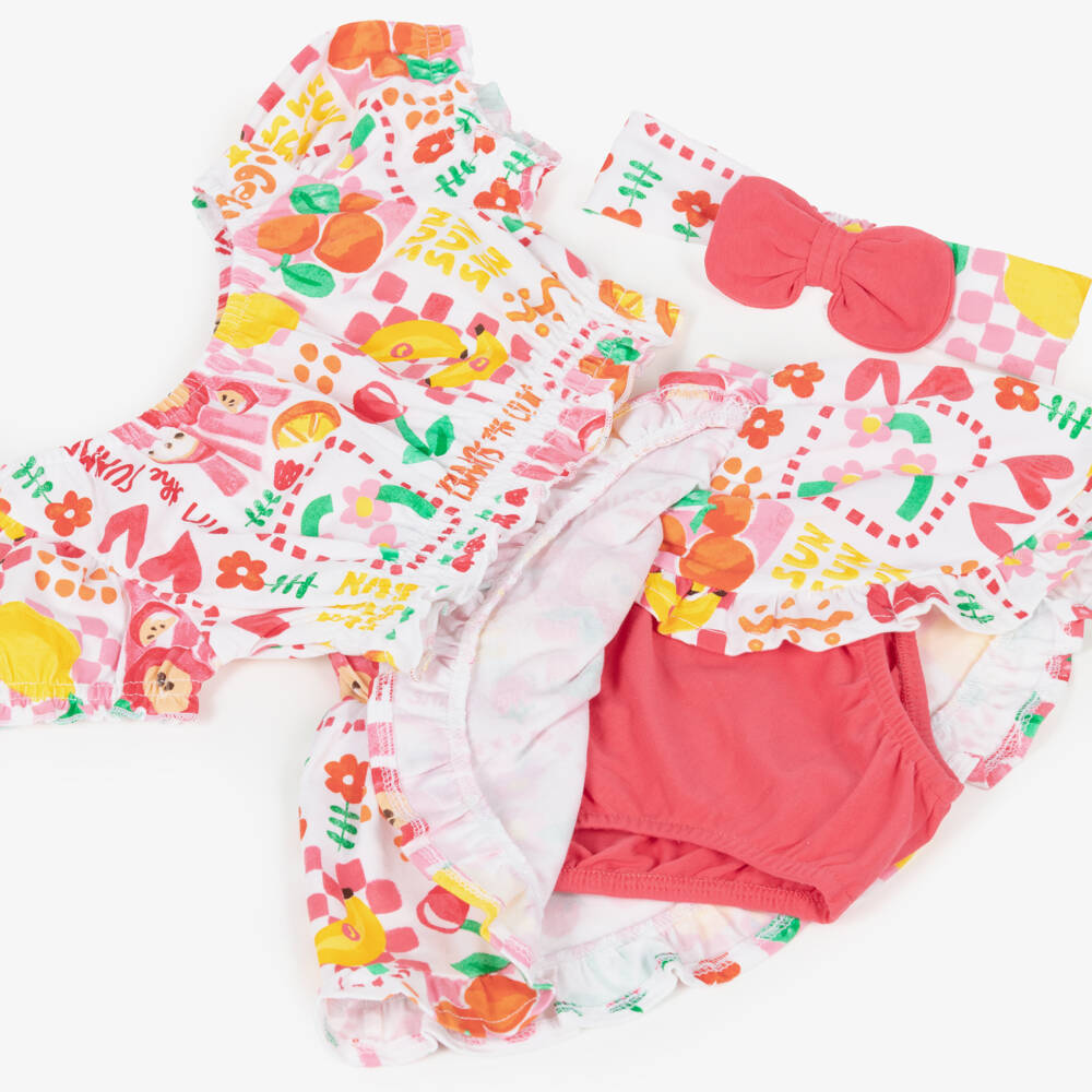 Mayoral-Pink Aop Skirts & Headband Set (3psc) | Childrensalon Outlet