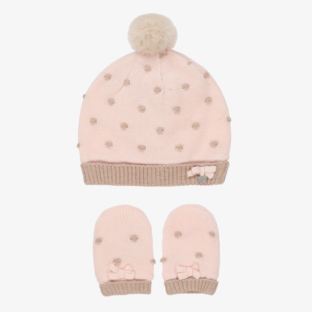 Mayoral Newborn - Pink Baby Hat & Mittens Set | Childrensalon