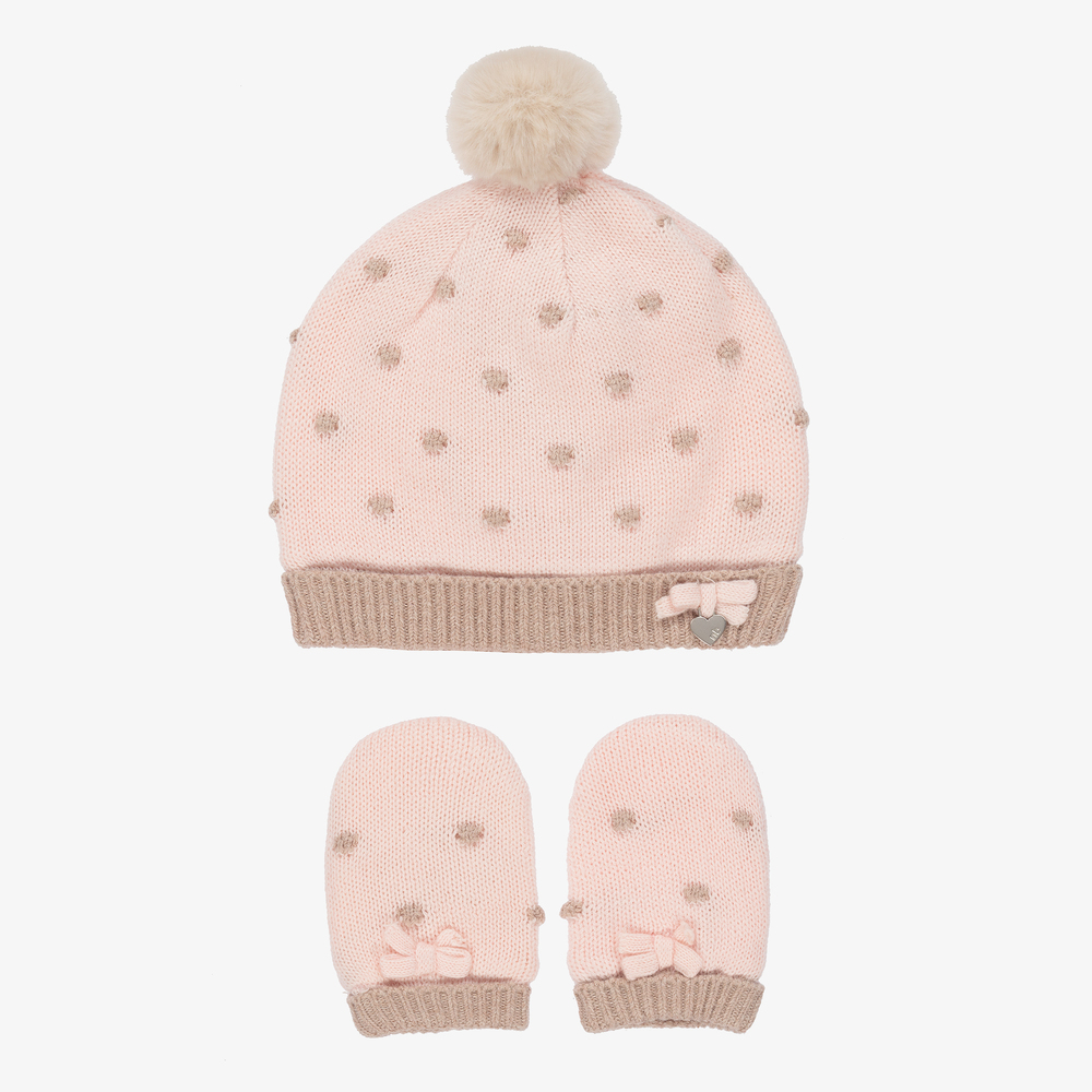 Mayoral Newborn - Ensemble bonnet et moufles rose Bébé | Childrensalon