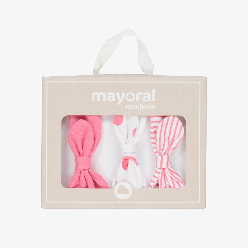 مايورال Newborn-طوق للرأس قطن جيرسي لون زهري وأبيض للمولودات (عدد 3) | Childrensalon Outlet