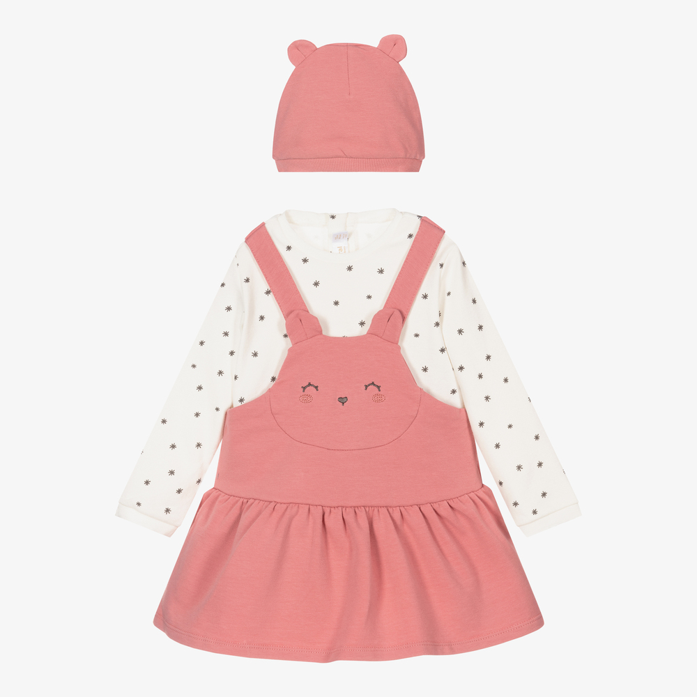 Mayoral Newborn - Ensemble robe et bonnet ours rose | Childrensalon