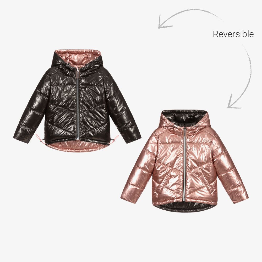 Mayoral - Manteau réversible rose et noir | Childrensalon