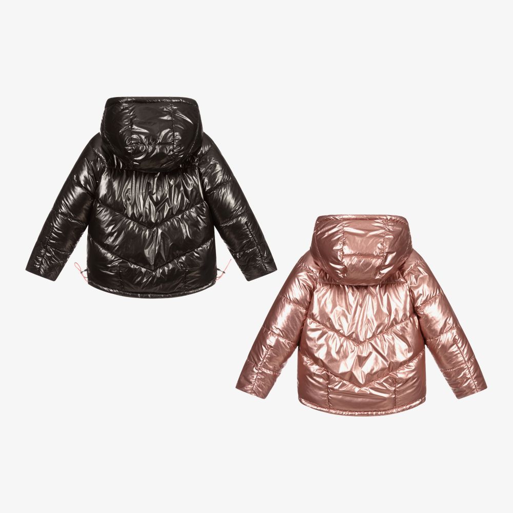 Mayoral Pink Black Reversible Coat