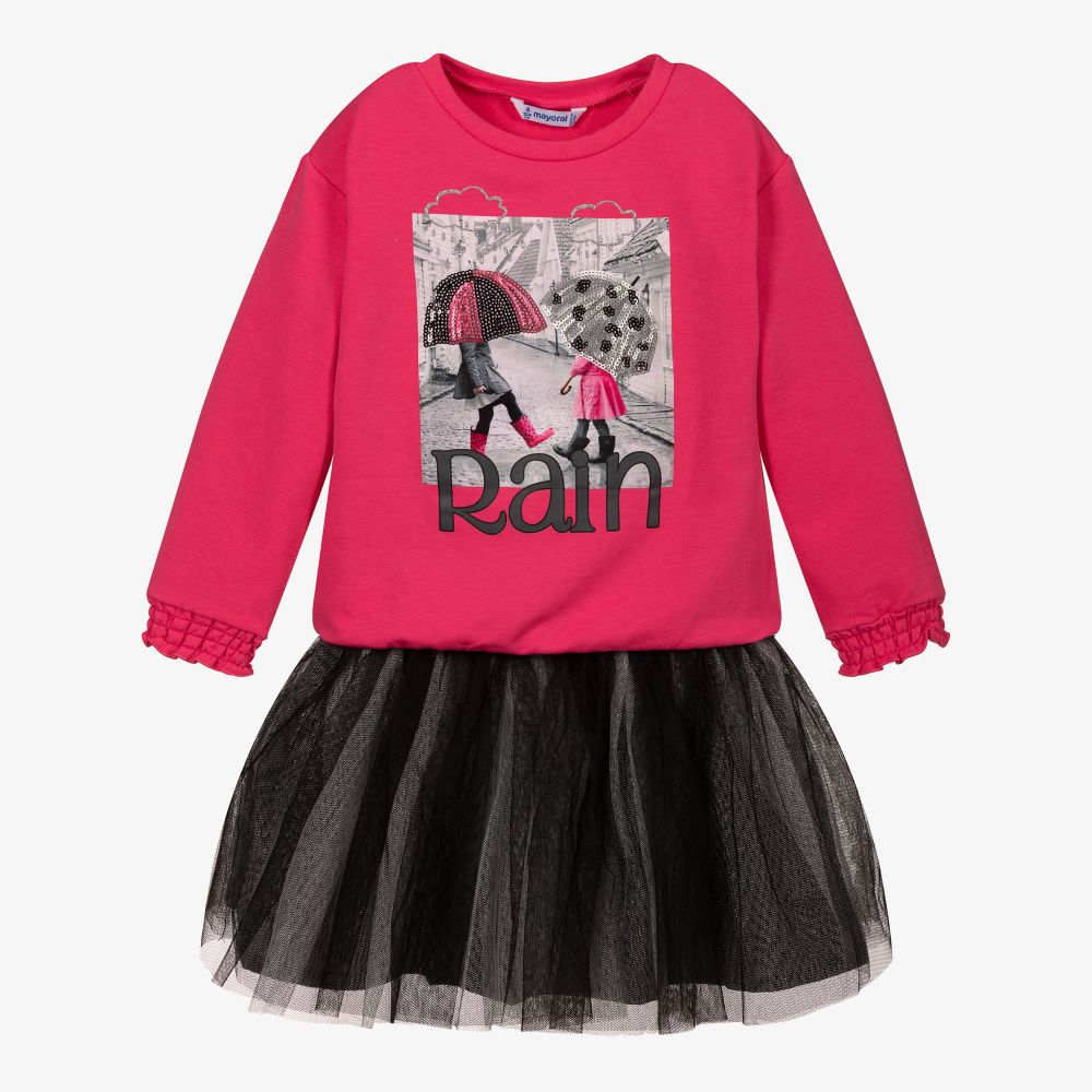 Mayoral - Розово-черный комплект с юбкой | Childrensalon