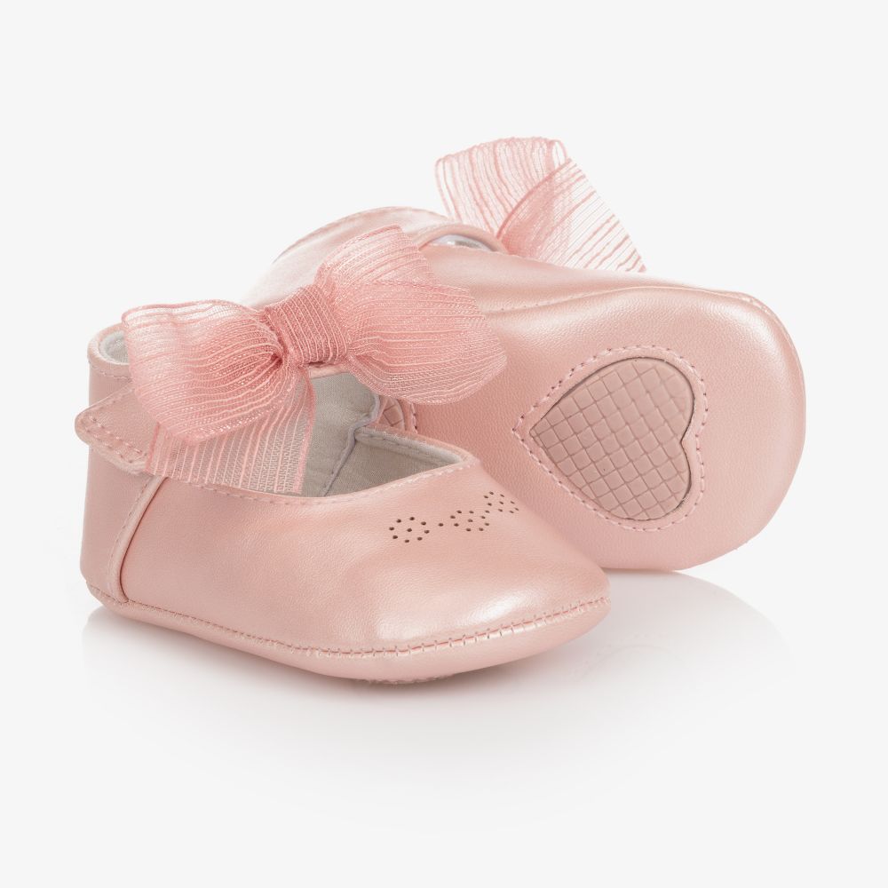 Mayoral Newborn - Rosa Krabbelschuhe mit Schleife | Childrensalon