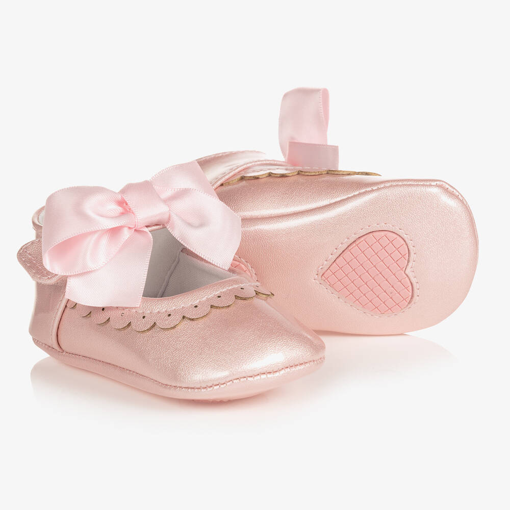 Mayoral Newborn - Rosa Krabbelschuhe mit Schleife | Childrensalon