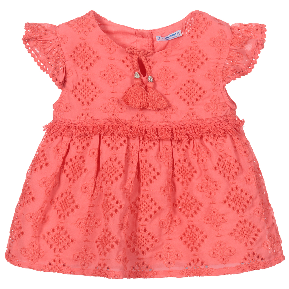 Mayoral - Розовая блузка с вышивкой ришелье | Childrensalon