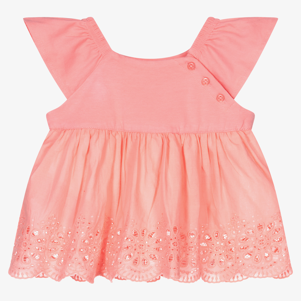 Mayoral - Pink Broderie Anglaise Top | Childrensalon