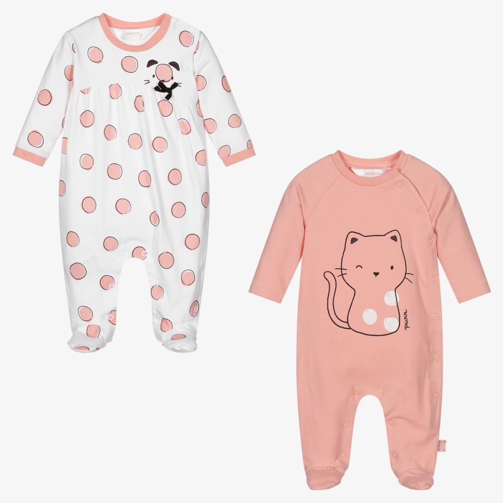 Mayoral Newborn - Rosa Katzenstrampler (2er-Pack) | Childrensalon