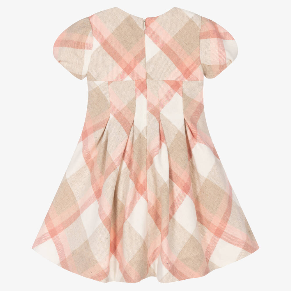 Mayoral-Розовое платье из смесовой шерсти в клетку | Childrensalon Outlet