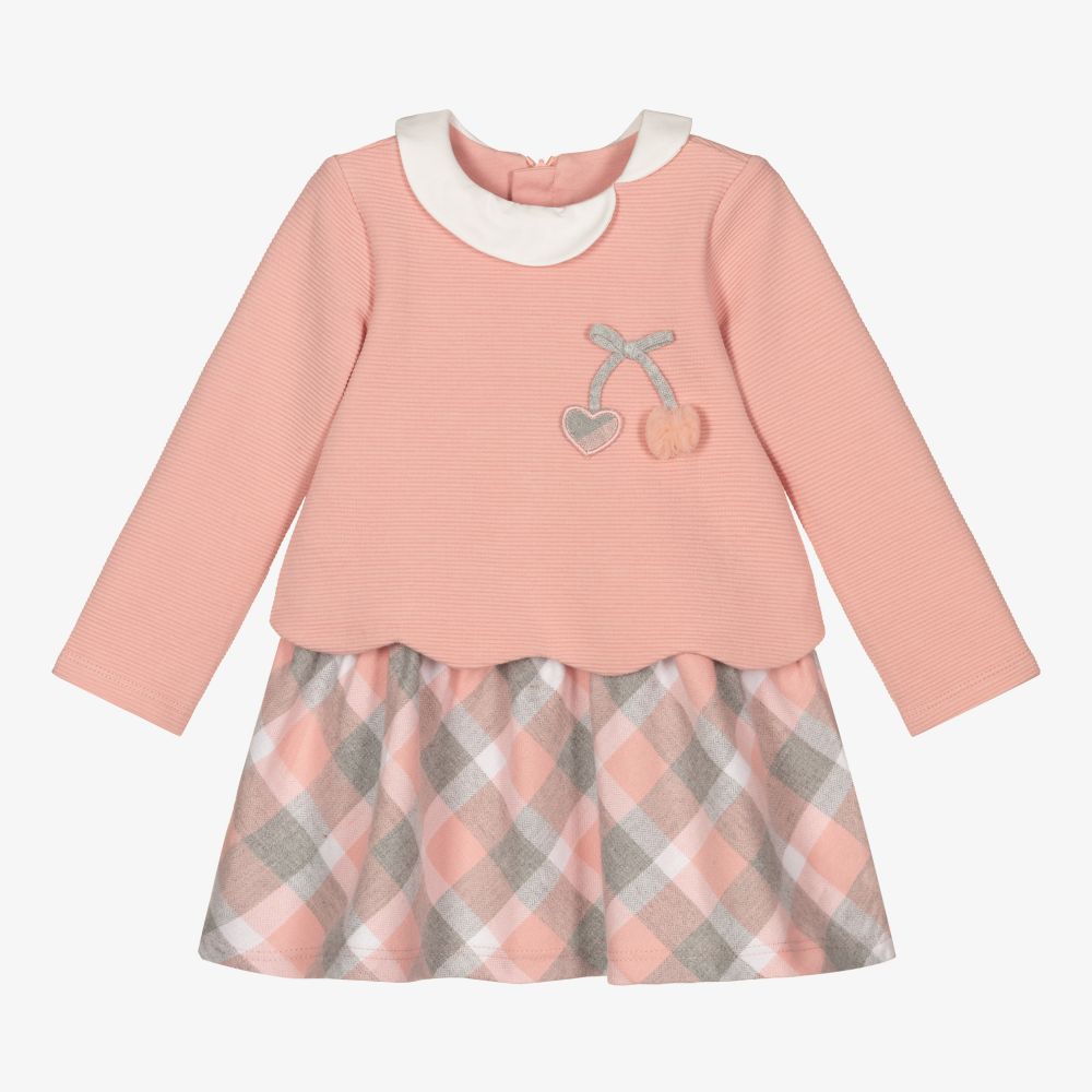 Mayoral Newborn-Pink Cherry Check Cotton Dress | Childrensalon Outlet