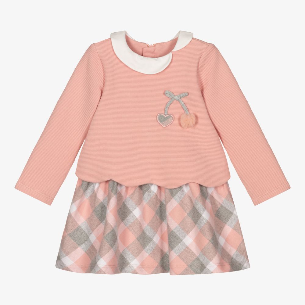 Mayoral Newborn - Rosa, kariertes Kirsch-Baumwollkleid | Childrensalon