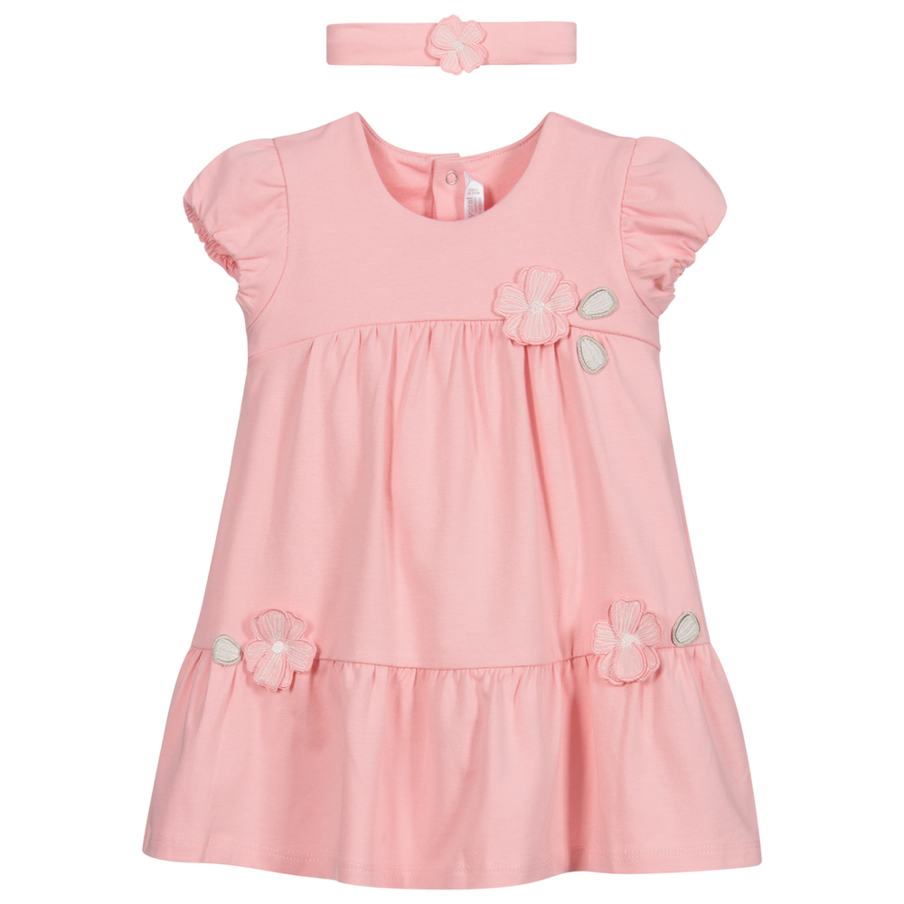 Mayoral Newborn - Комплект с розовым хлопковым платьем для малышей   | Childrensalon