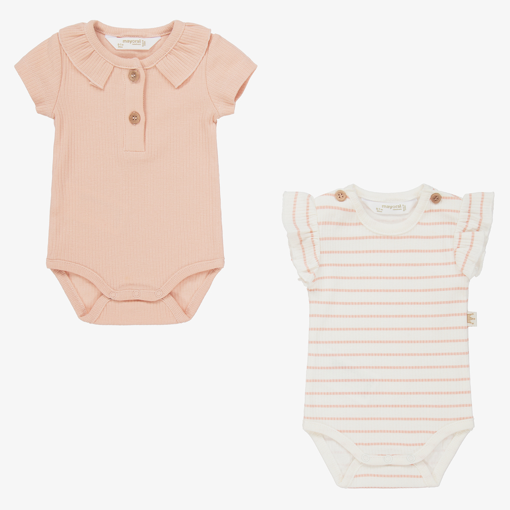 Mayoral Newborn - Pink Cotton Bodysuits (2 Pack) | Childrensalon