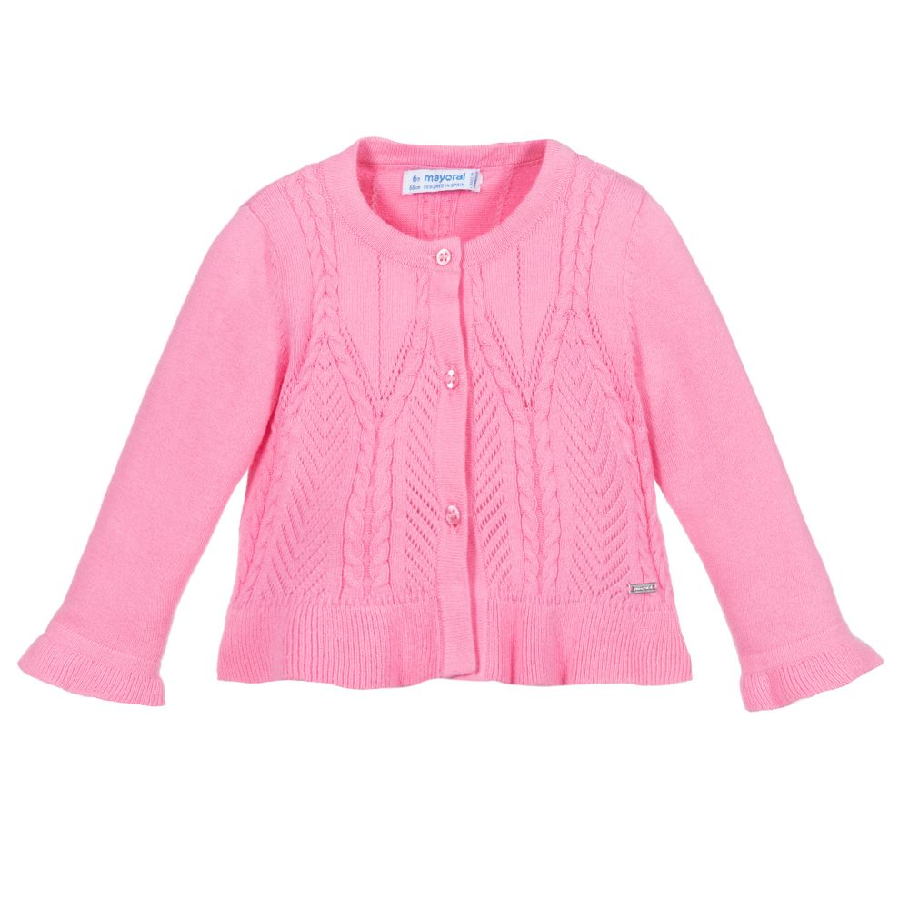 Mayoral - Pink Cotton Cardigan | Childrensalon