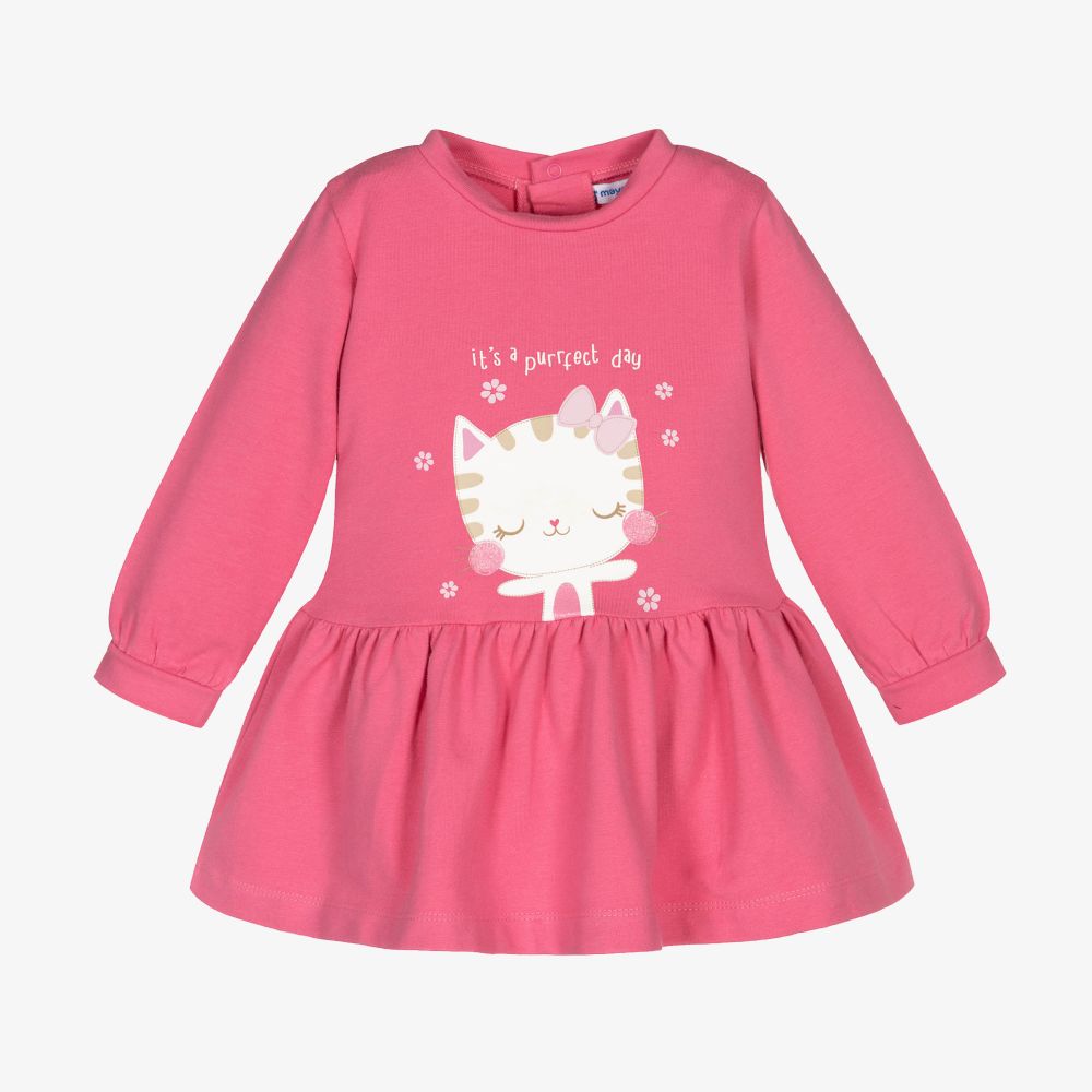 Mayoral-Pink Cotton Cat Dress | Childrensalon Outlet