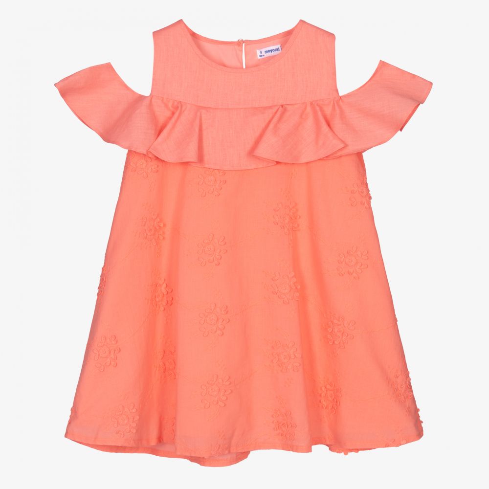 Mayoral - Pink Cotton Embroidered Dress | Childrensalon