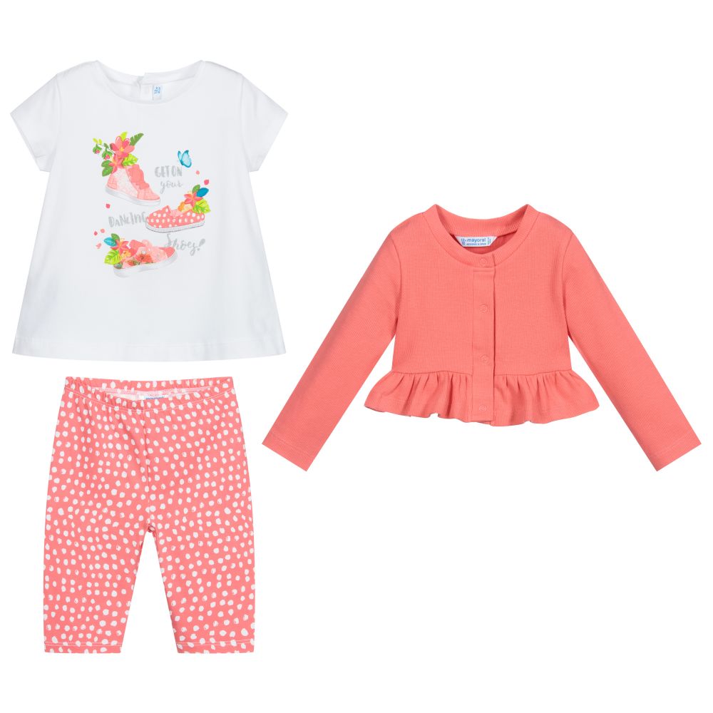 Mayoral-Хлопковый комплект с розовыми легинсами | Childrensalon Outlet