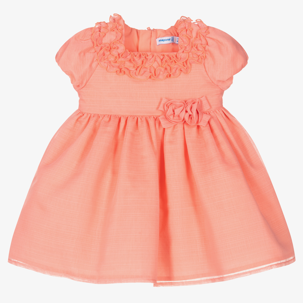 Mayoral - Розовое платье из хлопка и органзы | Childrensalon