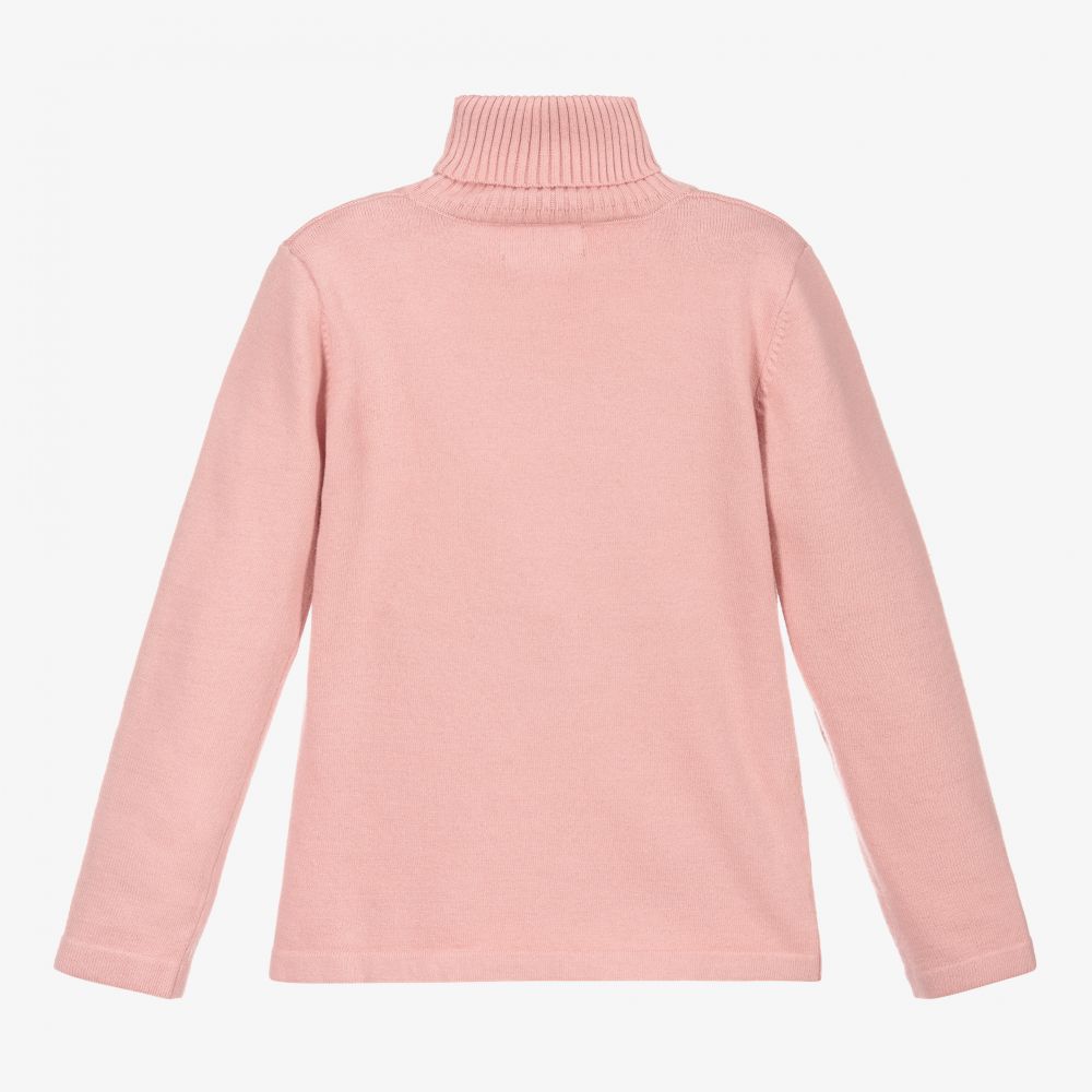 Mayoral Pink Cotton Roll Neck Sweater Childrensalon Outlet