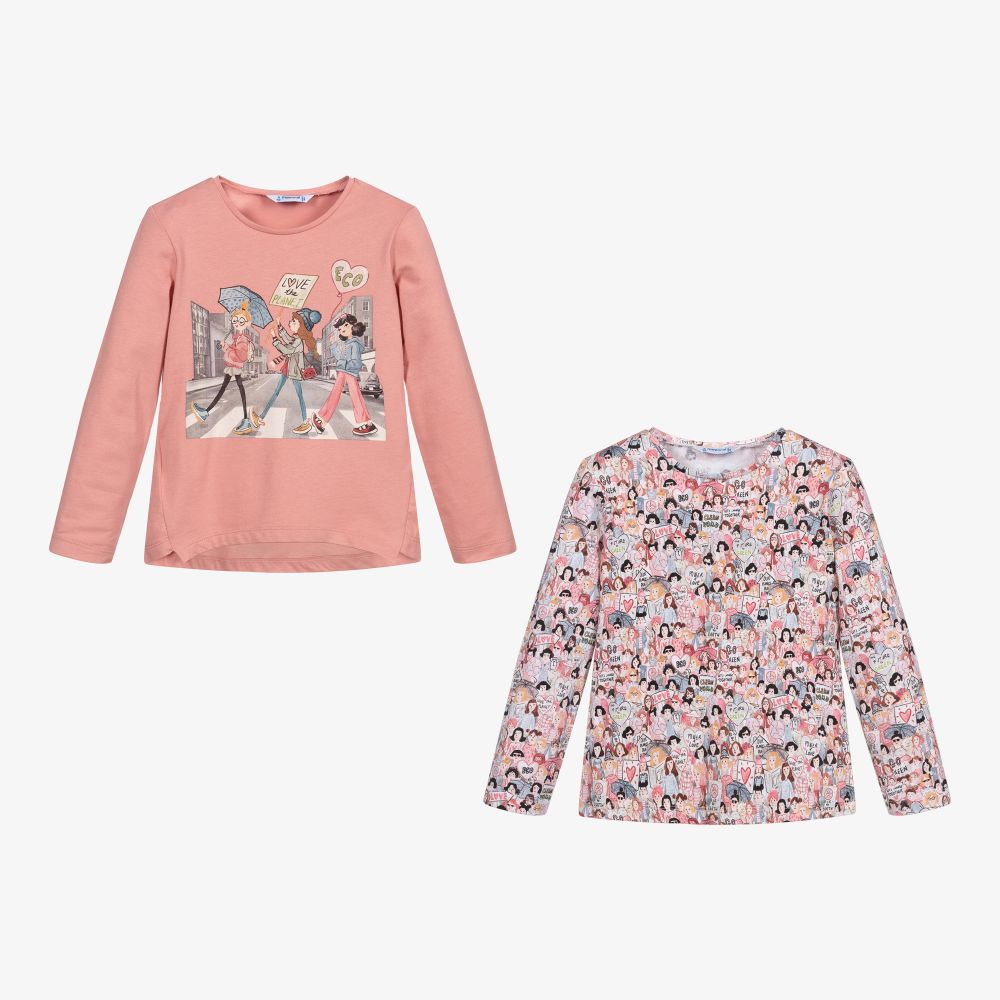 Mayoral-Pink Cotton Tops (2 Pack) | Childrensalon Outlet