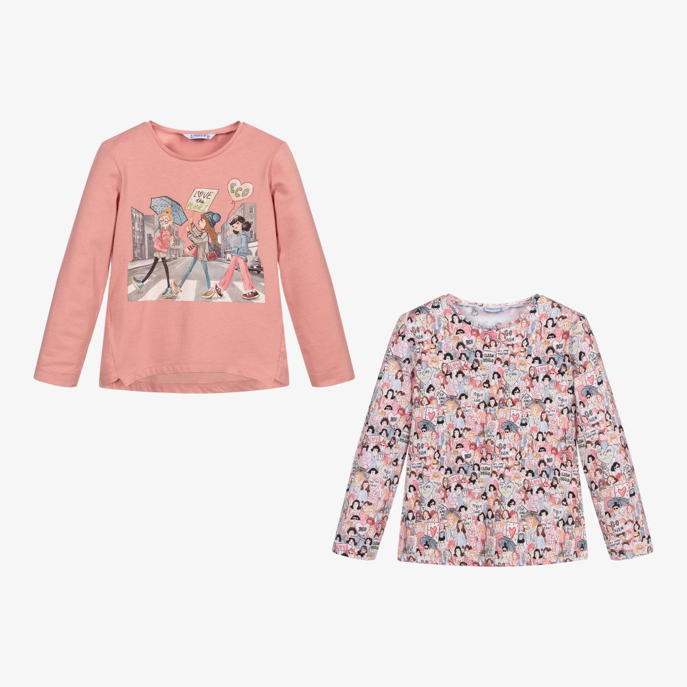 Mayoral - Pink Cotton Tops (2 Pack) | Childrensalon