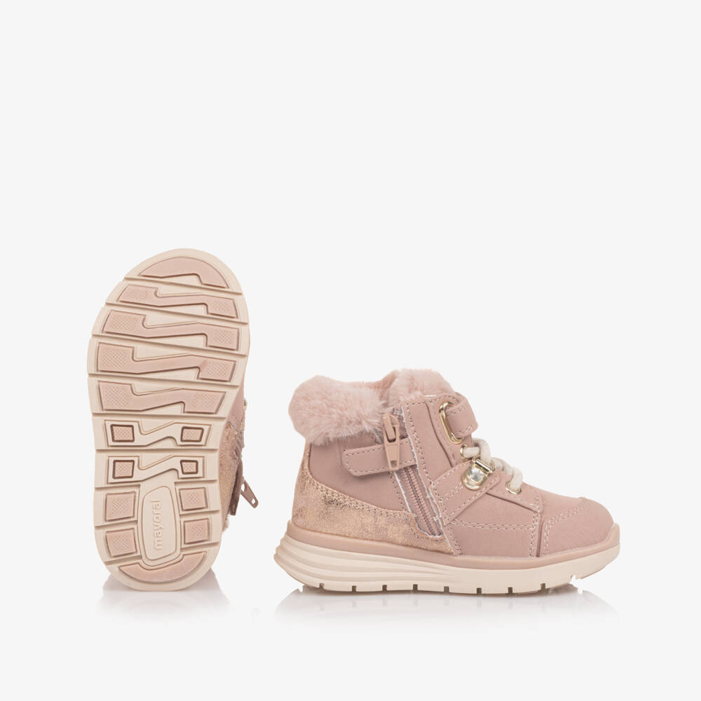 Mayoral-Pink Faux Fur Lined Boots | Childrensalon Outlet
