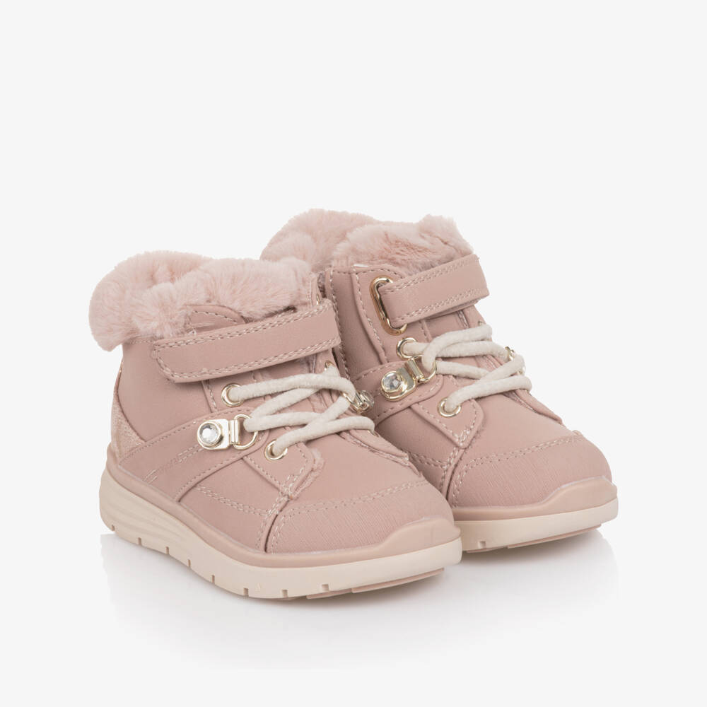 Mayoral-Pink Faux Fur Lined Boots | Childrensalon Outlet