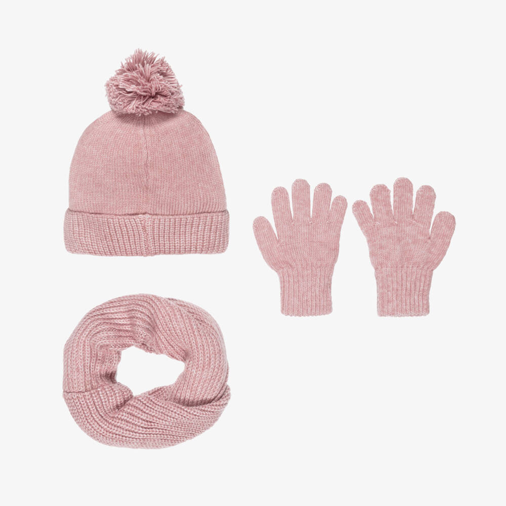 Mayoral-Pink Floral 3 Piece Scarf Set | Childrensalon Outlet