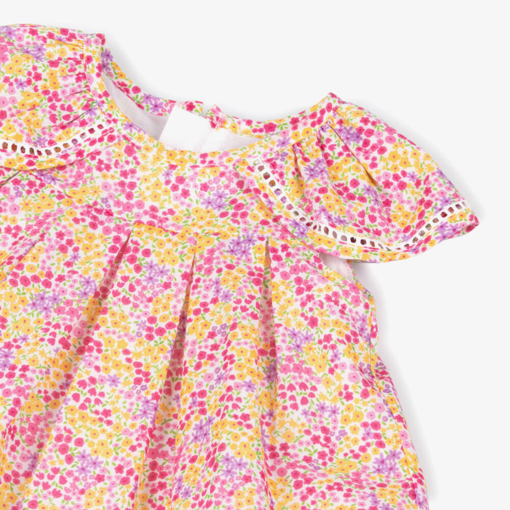 Mayoral Newborn-Pink Floral Cotton Dress | Childrensalon Outlet
