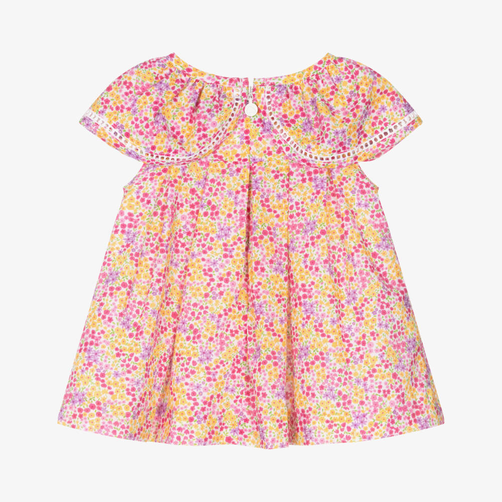 Mayoral Newborn-Pink Floral Cotton Dress | Childrensalon Outlet