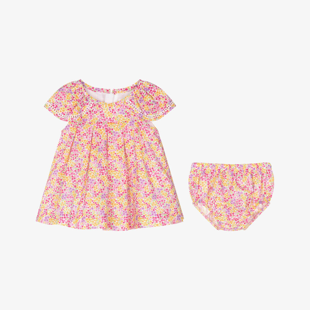 Mayoral Newborn-Pink Floral Cotton Dress | Childrensalon Outlet