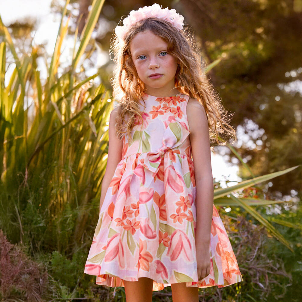 Mayoral-Pink Floral Dress | Childrensalon Outlet