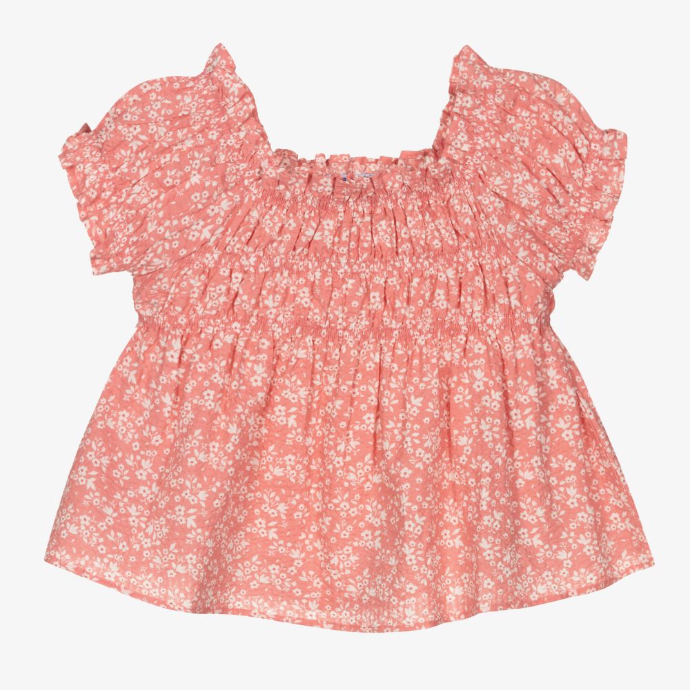 Mayoral - Розовая блузка в цветочек и тонкую полоску | Childrensalon