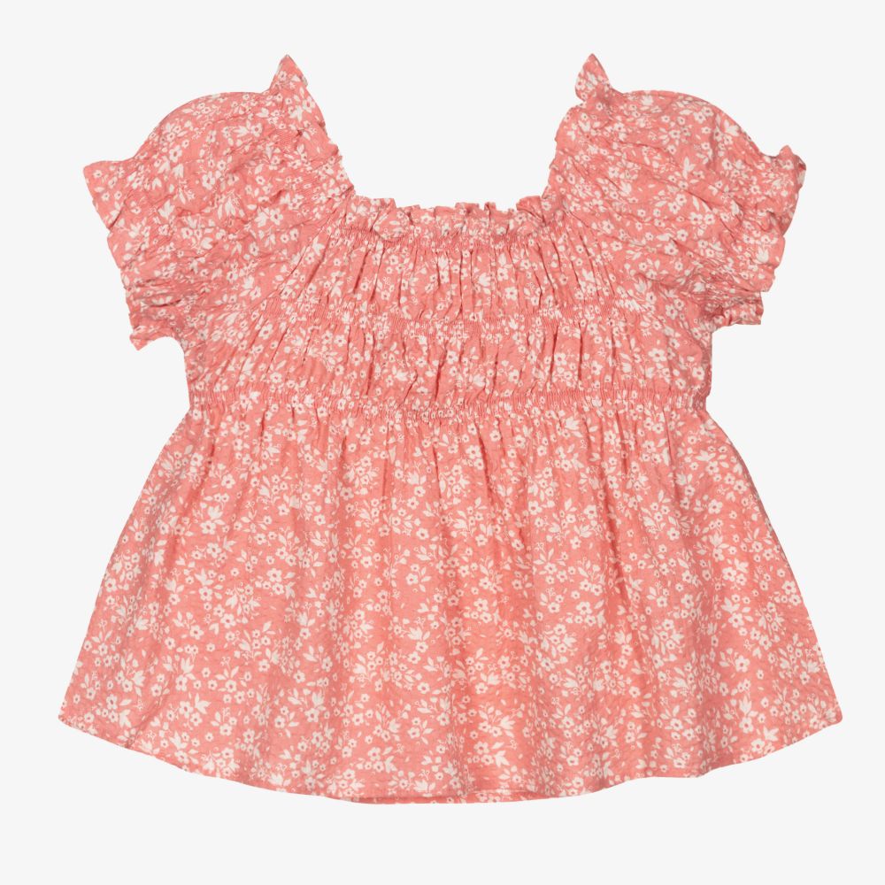 Mayoral-بلوز قطن لون زهري بطبعة ورود للبنات | Childrensalon Outlet